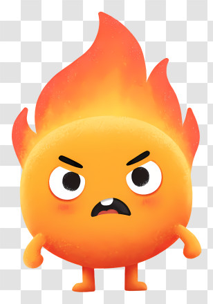 Kawaii Angry Fire - Angry Fireball Character Transparent PNG