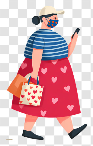 Overweight Woman Holding Bag - Woman With Shopping Bags And Mask Transparent PNG