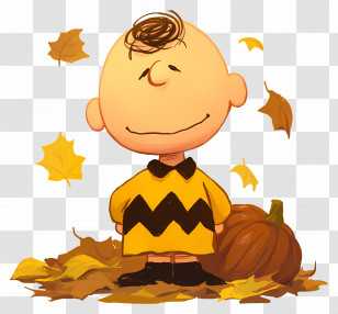 Charlie Brown - Cartoon Boy Enjoying Autumn Leaves Transparent PNG