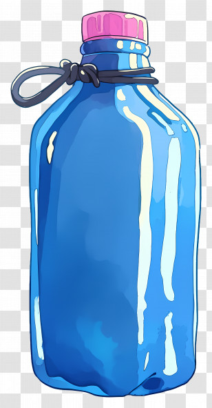 Watercolor Bottle - Shiny Blue Plastic Bottle With Pink Cap Transparent PNG