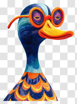Duck With Sunglasses - Colorful Duck With Glasses Transparent PNG