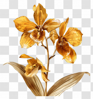 Golden Orchid - Golden Orchid Flower Transparent PNG