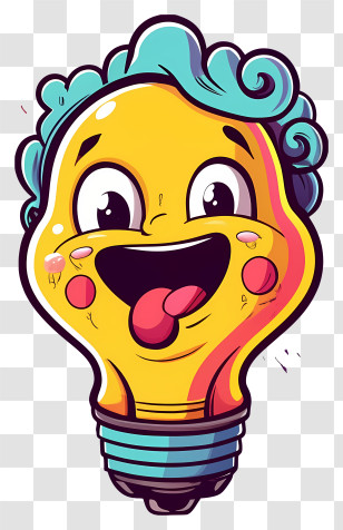 Cartoon Light Bulb - Happy Cartoon Light Bulb Transparent PNG