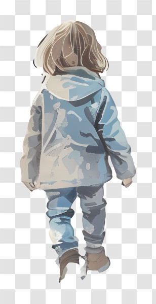 Little Boy - Child In Blue Outfit Walking Away Illustration Transparent PNG