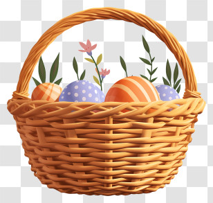 Easter Basket - Easter Basket With Colorful Eggs Transparent PNG