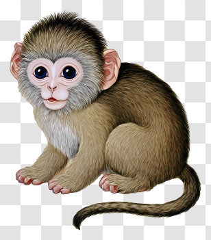 Zodiac Chinese - Adorable Baby Monkey Illustration Transparent PNG