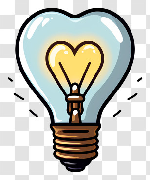 Light Bulb With Heart - Heart-Light Shaped Inspiration Bulb Transparent PNG