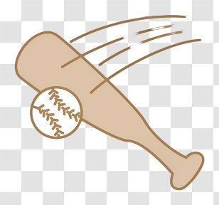 Icon - Baseball And Bat In Simple Sketch Style Transparent PNG