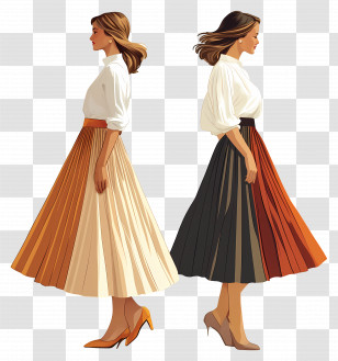 Autumn Skirt - Stylish Pleated Skirts For Women Transparent PNG