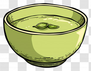 Green Soup Bowl - Illustrated Green Soup Bowl On Table Transparent PNG