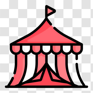 Carnival Circus Tent - Red Circus Tent With Flag Transparent PNG