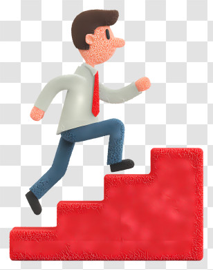 Businessman Climbing Stairs Towards Success - Man Climbing Red Stairs Transparent PNG