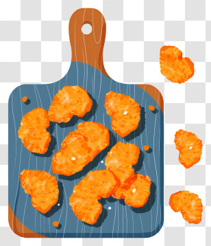 Chicken Nuggets - Crispy Chicken Nuggets Served On A Wooden Board Transparent PNG