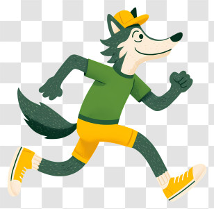 Wolf Running - Energetic Running Wolf In Green And Yellow Transparent PNG