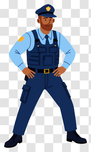 Policeman In Uniform - Police Officer Standing Firmly Transparent PNG