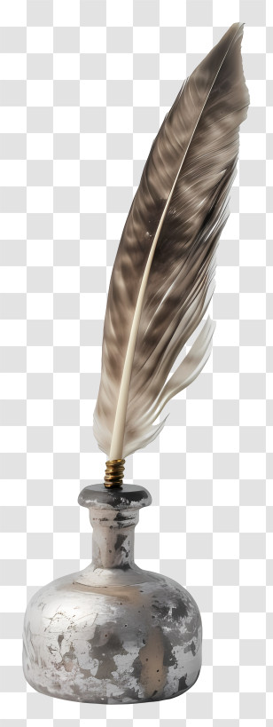 Quill Inkwell - Classic Feather And Ink Bottle Transparent PNG