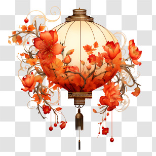 Chinese Lantern - Ornamental Lantern With Floral Design For Festive Decoration Transparent PNG