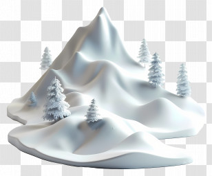 Snowy Hill - Snowy Mountain Landscape With Pine Trees Transparent PNG