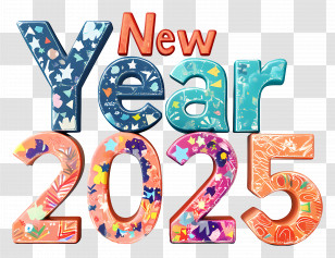 New Year 2025 - Patterned New Year 2025 Design Transparent PNG