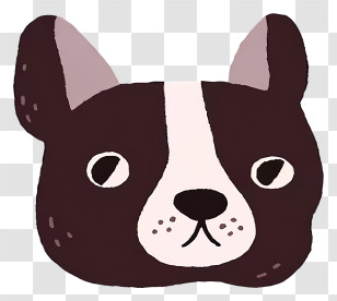 Dog Face - Black And White Cartoon Dog Face Transparent PNG