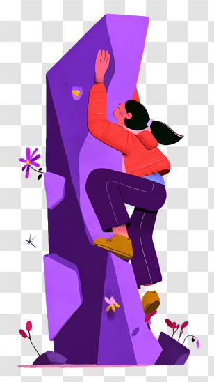 Climbing Rock Wall - Rock Climber In Red Jacket Transparent PNG