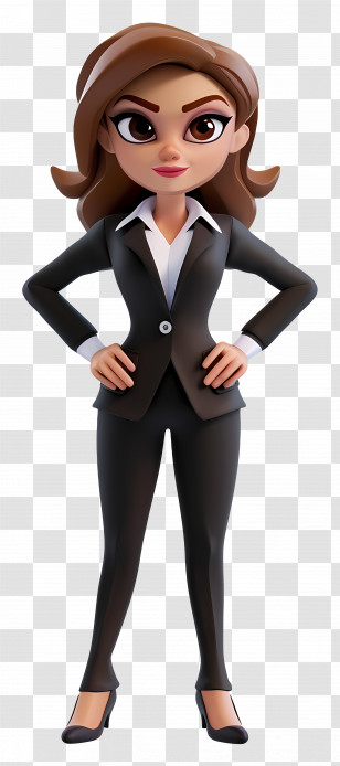 Cartoon Business Woman - Confident Businesswoman Character In Suit Transparent PNG