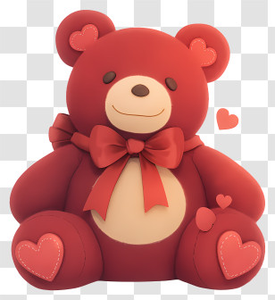 Red Heart Plush Bear Transparent PNG