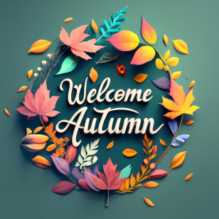 Welcome Autumn - Welcome Autumn Wreath With Fall Leaves Transparent PNG