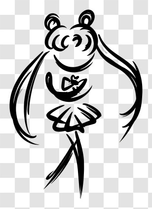 Sailor Moon Minimalist Outline - Sailor Girl Sketch Transparent PNG
