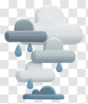 Rainstorm With Gray Clouds - Rainy Weather With Clouds And Droplets Transparent PNG