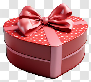 Gift Box - Heart-Shaped Gift Box With Bow Transparent PNG