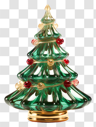Green Glass Christmas Tree - Elegant Glass Christmas Tree With Ornaments Transparent PNG
