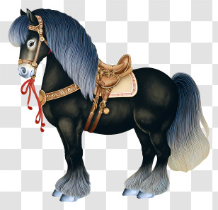 Zodiac Chinese - Black Pony With Saddle Transparent PNG