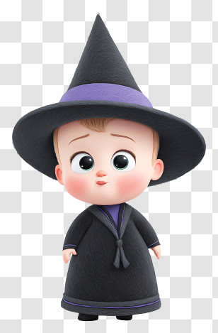 Boss Baby In Witch Outfit - Adorable Baby Witch Cartoon Transparent PNG