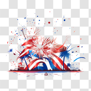 Costa Rica Independence Day - Fireworks Patriotic Illustration For 4th Of July Transparent PNG