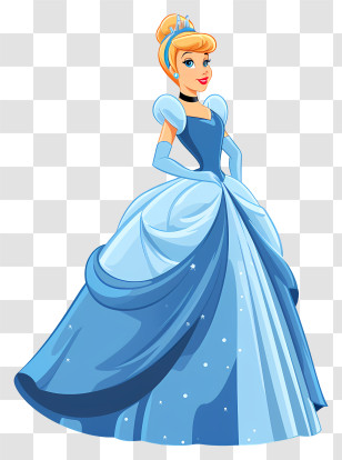 Cinderella - Princess In Elegant Blue Gown Illustration Transparent PNG