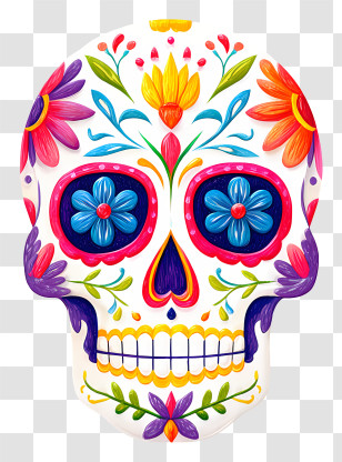 Sugar Skull Face Paint - White Decorative Skull For Day Of The Dead Transparent PNG