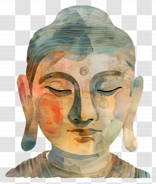 Buddha Portrait - Colorful Artistic Buddha Head Illustration Transparent PNG
