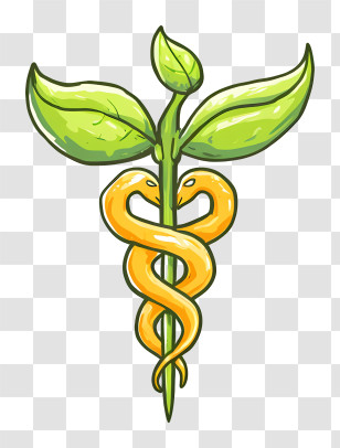 Health Logo - Green Caduceus With Snakes Symbol Transparent PNG