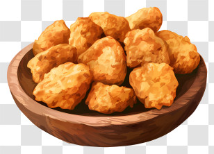 Chicken Nuggets - Crispy Fried Chicken Nuggets In Wooden Bowl Transparent PNG