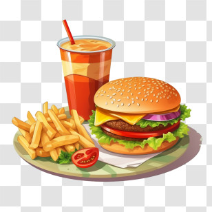 French Fries
 - Classic Fast Food Meal With Burger, Fries, And Soda Transparent PNG