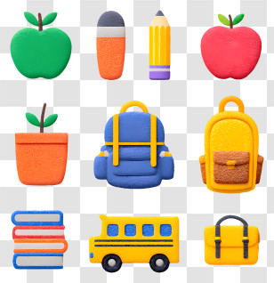 School Education - Colorful School Supplies For Back To School Transparent PNG
