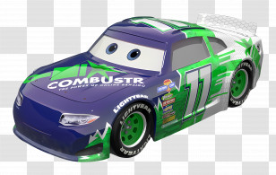 Cartoon Car - Green And Blue Race Car With Number 11 Transparent PNG