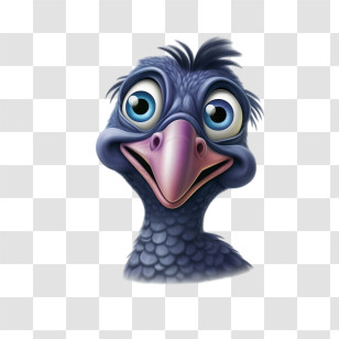 Dodo - Cartoon Emu Head With Big Eyes Transparent PNG