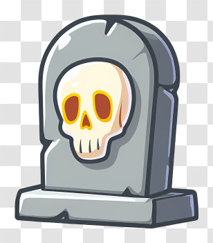 Headstone Emoji - Spooky Tombstone With Skull Transparent PNG