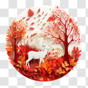 Autumn - White Deer In Autumn Forest Transparent PNG