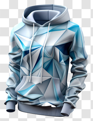 Hoodie - Abstract Blue Geometric Hoodie Transparent PNG