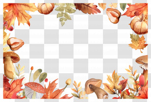 Autumn Background - Autumn-themed Decorative Frame Border Transparent PNG