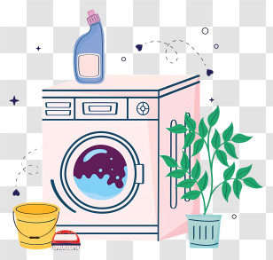 Washing Machine - Laundry Setup With Washing Machine And Detergent Transparent PNG