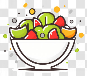 Cartoon Salad - Colorful Fruit Salad In A White Bowl Transparent PNG